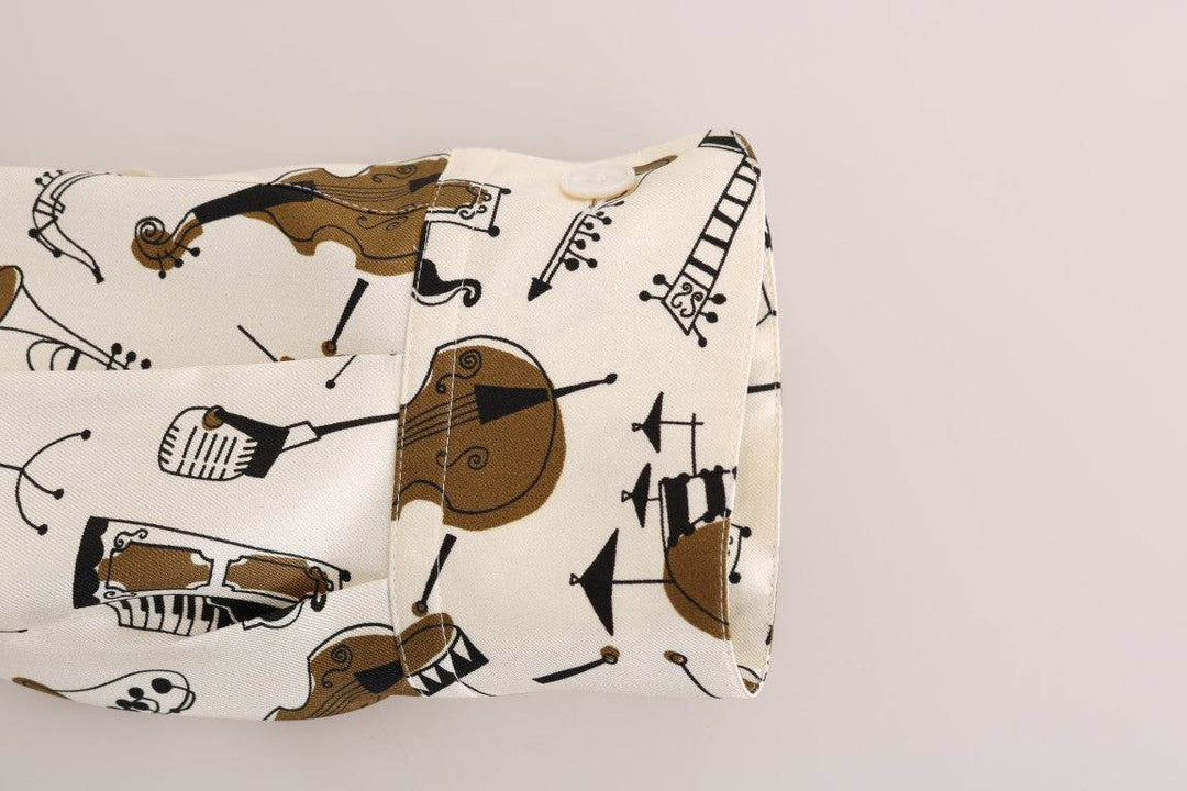 Dolce & Gabbana Exklusive Seide Casual Herrenhemd - JAZZ Motiv - Léoré