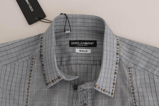 Dolce & Gabbana Elegantes graues kariertes Slim Fit Freizeithemd - Léoré