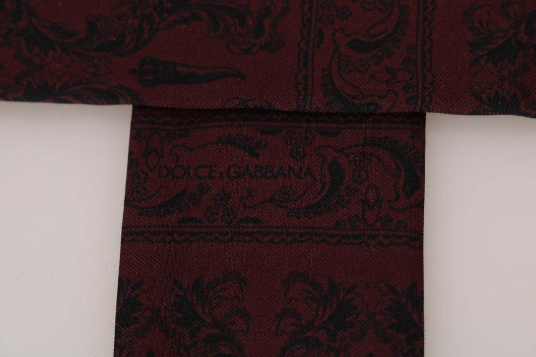 Dolce & Gabbana Seidenschal Bordeaux Crown Chili Print Herrenschal - Léoré
