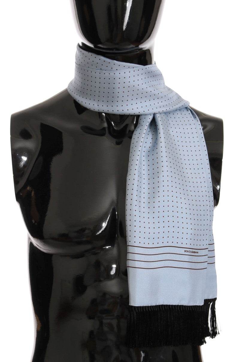 Dolce & Gabbana Eleganter blauer Seidenschal mit Tupfen für Männer - Léoré