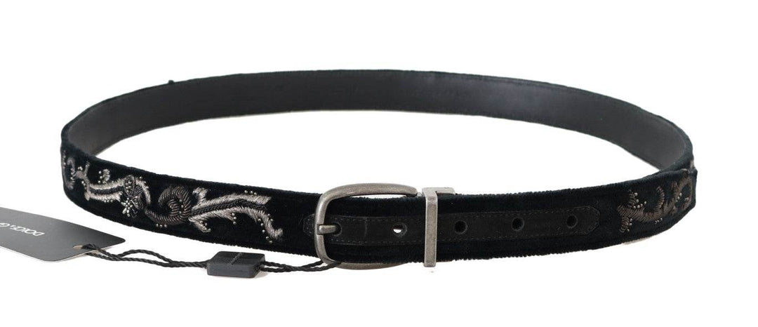 Dolce & Gabbana Eleganter schwarzer Baumwoll-Ledergürtel für Herren - Léoré
