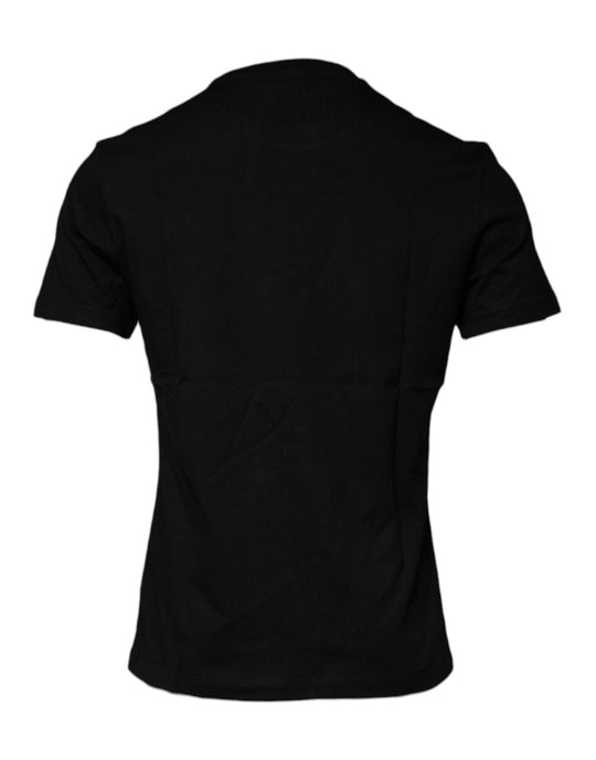 Versace Schwarzes T-Shirt mit Rundhalsausschnitt aus Baumwolle mit Medusa-Druck
