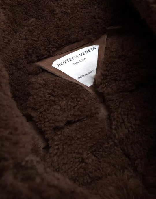 Bottega Veneta Brauner Pelz Lamm Shearling Mantel Jacke