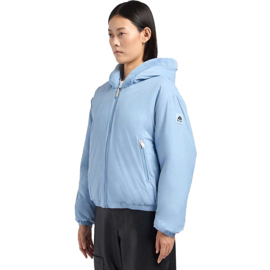 Moose Knuckles Hellblaue Nylon Frauen Jacke
