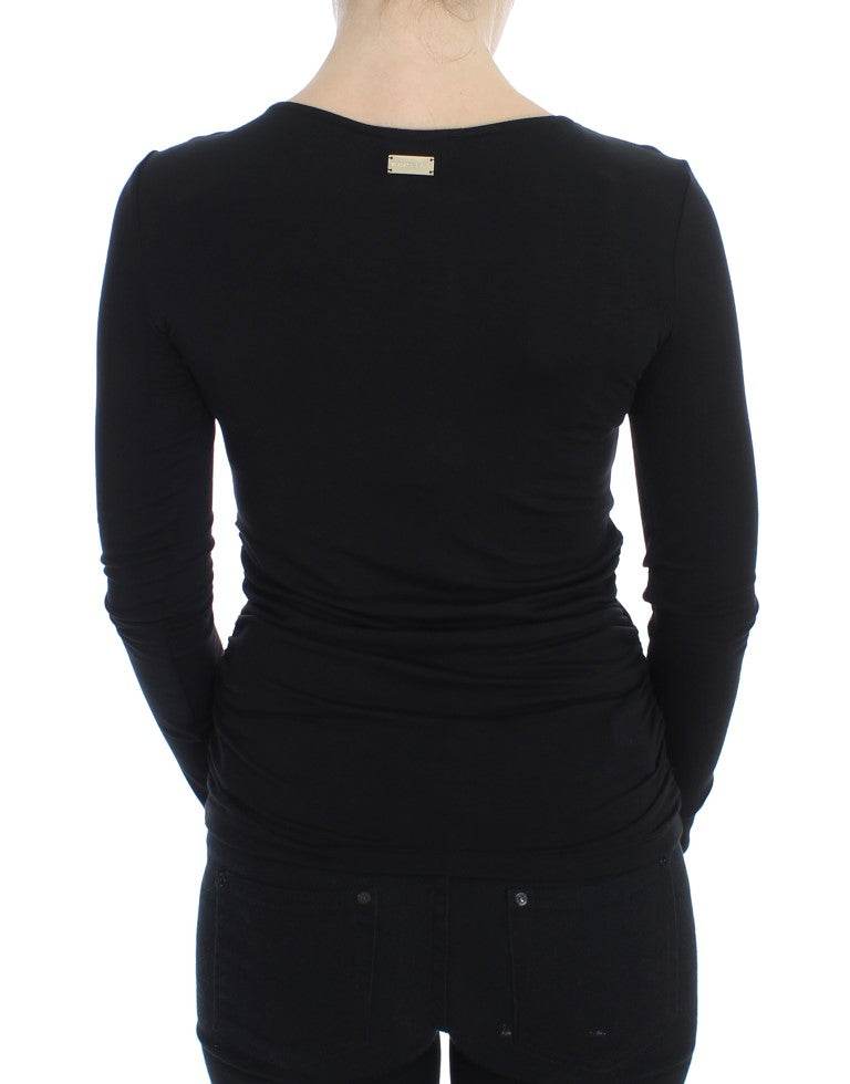 Versace Jeans Eleganter schwarzer Pullover mit V-Ausschnitt aus Viskosemischung - Léoré