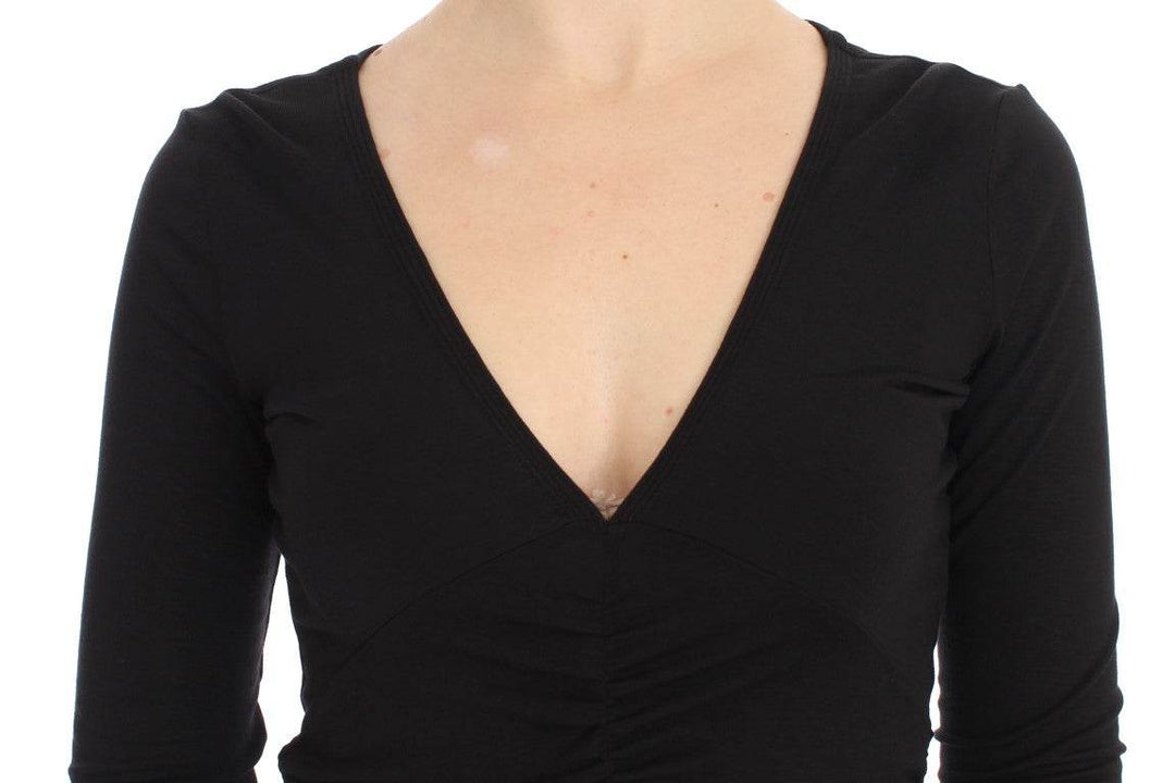Versace Jeans Eleganter schwarzer Pullover mit V-Ausschnitt aus Viskosemischung - Léoré