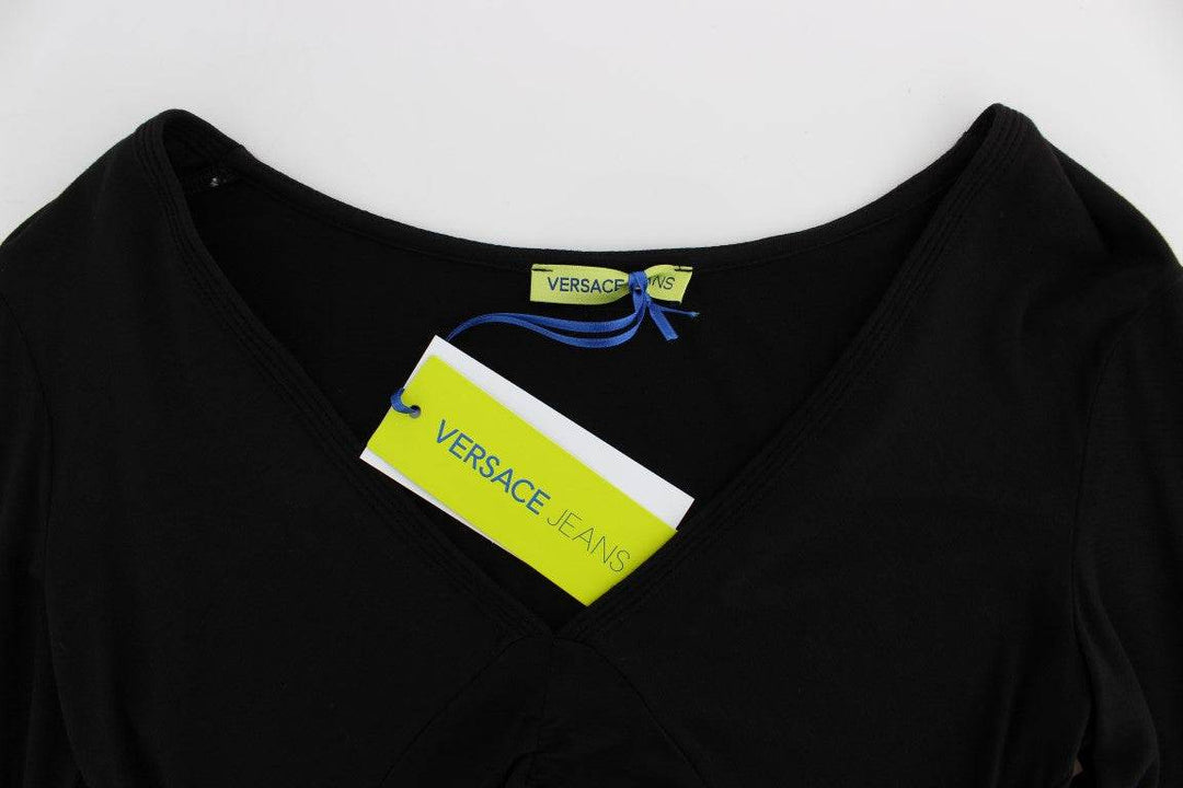 Versace Jeans Eleganter schwarzer Pullover mit V-Ausschnitt aus Viskosemischung - Léoré
