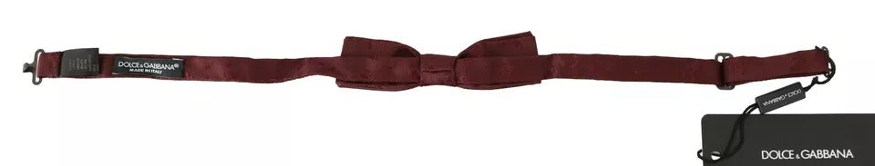 Dolce & Gabbana Bordeaux Seide Floral Faille Verstellbare Fliege