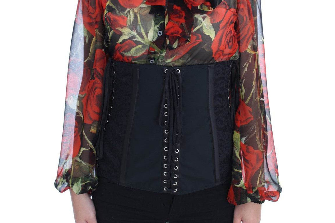 Dolce & Gabbana Eleganter schwarzer Korsettgürtel aus geblümtem Brokat - Léoré