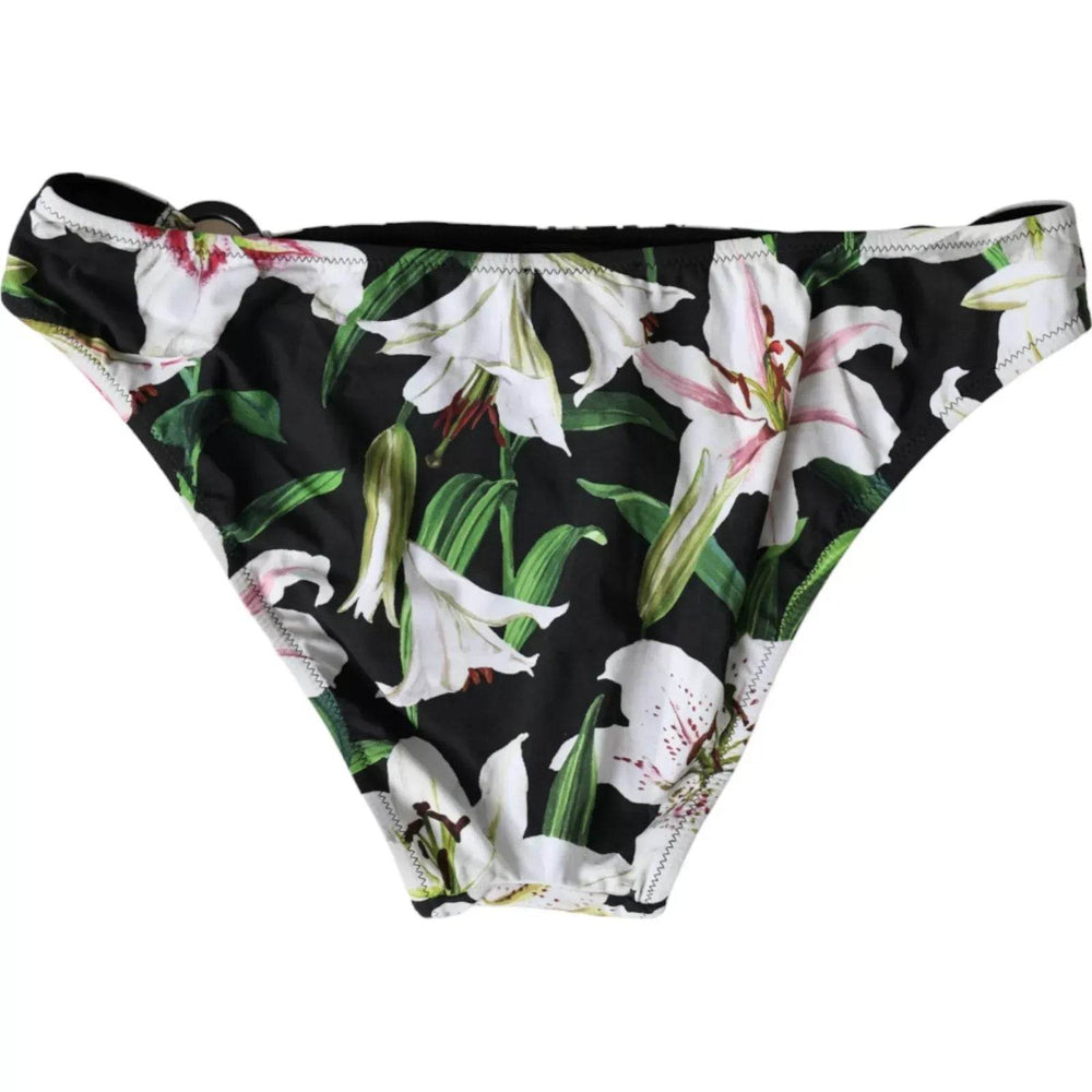 Dolce & Gabbana Schwarze Lily Print Bademode Bottom Beachwear Bikini - Léoré