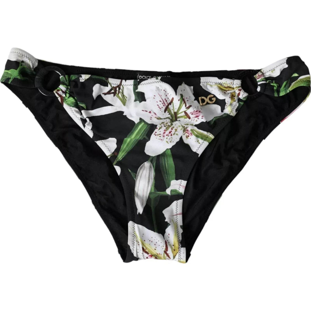 Dolce & Gabbana Schwarze Lily Print Bademode Bottom Beachwear Bikini - Léoré