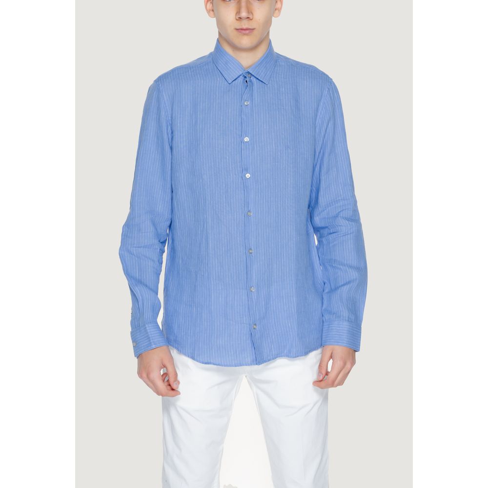Calvin Klein Blaues Leinenhemd