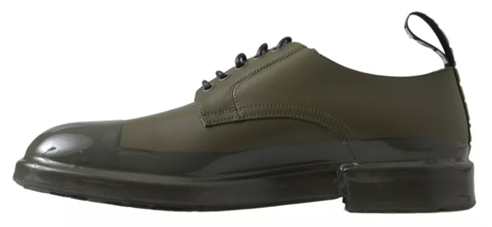 Dolce & Gabbana Grünes Leder Gummisohle Kleid Schuhe