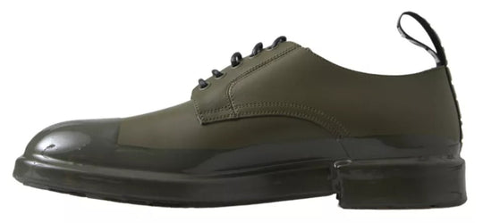 Dolce & Gabbana Grünes Leder Gummisohle Kleid Schuhe