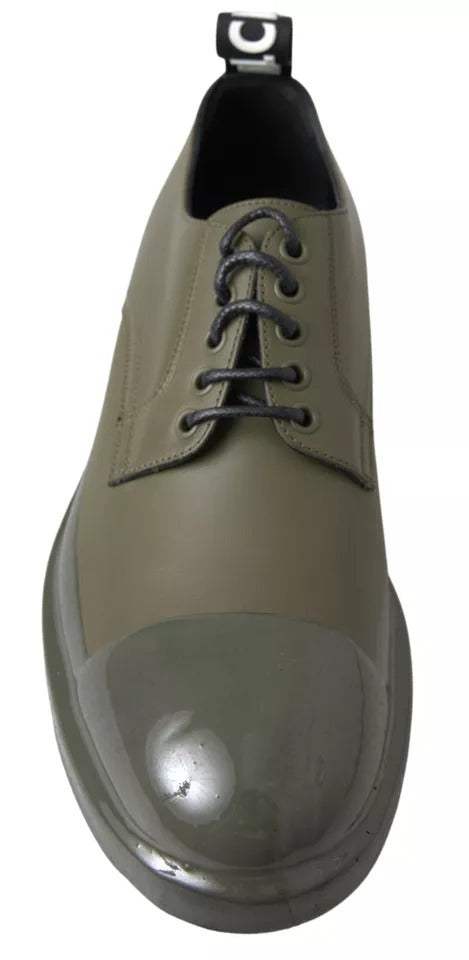 Dolce & Gabbana Grünes Leder Gummisohle Kleid Schuhe