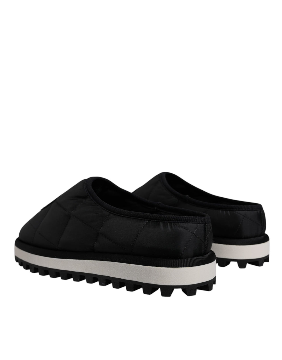 Dolce & Gabbana Schwarz Nylon gesteppt Logo Patch Sandalen Rutschen Schuhe