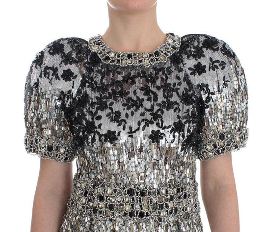 Dolce & Gabbana Silbernes kristallverziertes Etuikleid Masterpiece - Léoré