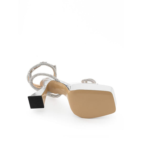 MACH & MACH Elegante silberne Leder-Plateaus