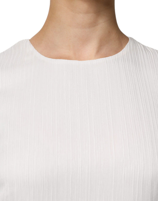 Peserico Weißes ärmelloses Rundhals-Shiftkleid Langes Maxikleid