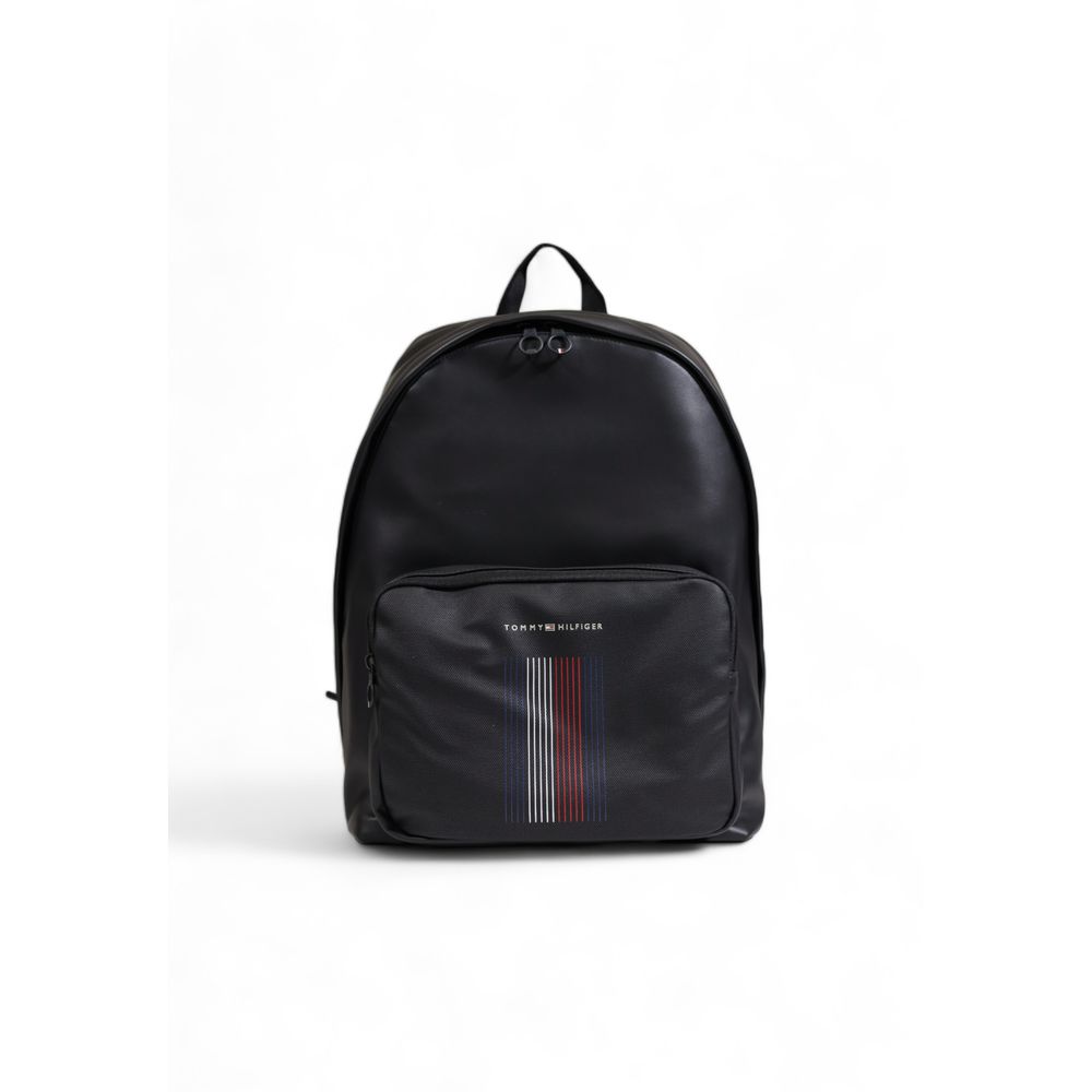 Tommy Hilfiger Schwarzer Polyester-Kunstleder-Rucksack