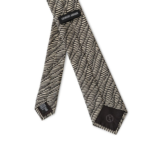Giorgio Armani Schwarzer und weißer Seiden-Ty