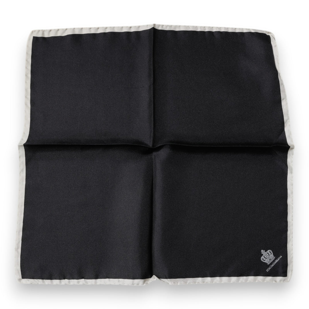 Dolce & Gabbana Schwarzer Crown Logo Quadratischer Taschentuchschal