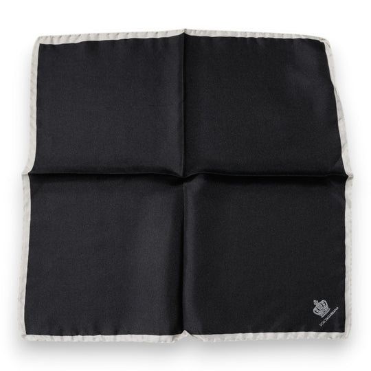 Dolce & Gabbana Schwarzer Crown Logo Quadratischer Taschentuchschal