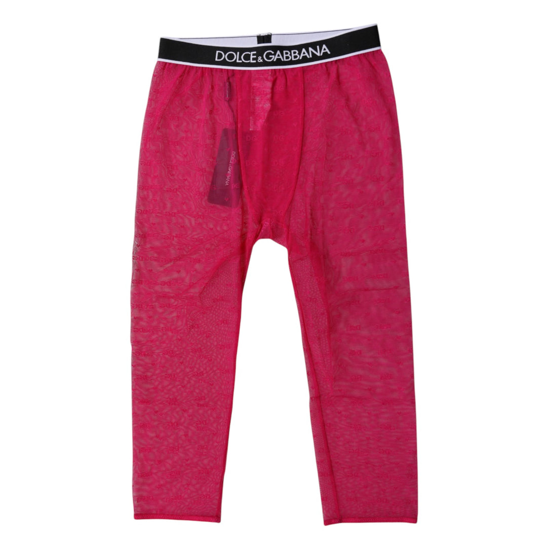 Dolce & Gabbana Fuchsia DG Logo Nylon Cropped Strumpfhose Unterwäsche