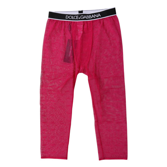 Dolce & Gabbana Fuchsia DG Logo Nylon Cropped Strumpfhose Unterwäsche