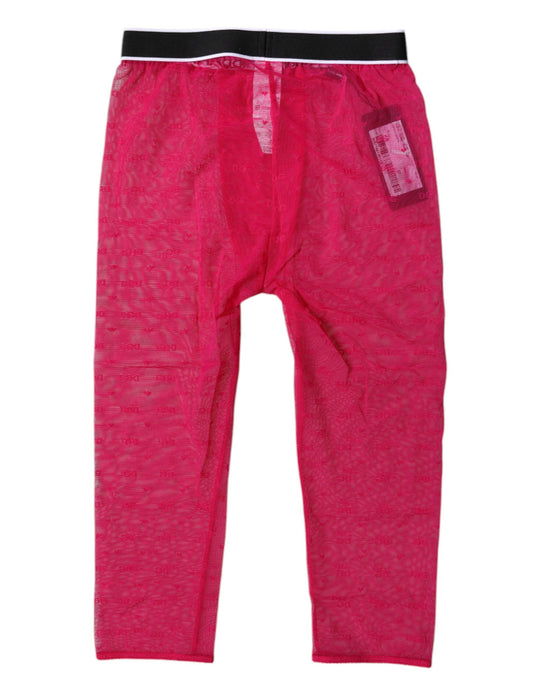 Dolce & Gabbana Fuchsia DG Logo Nylon Cropped Strumpfhose Unterwäsche