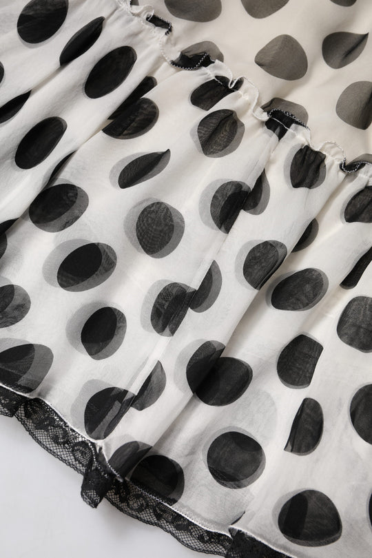 Dolce & Gabbana Weiß Schwarz Polka Dots Knielanger Rock
