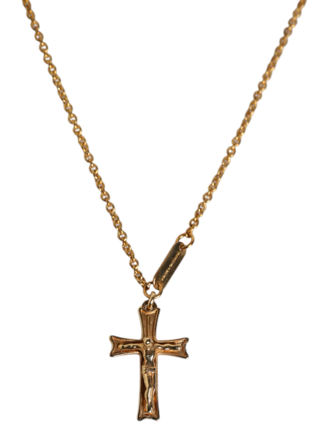 Dolce & Gabbana Gold-Ton Messing Kette religiösen Kreuz Anhänger Halskette