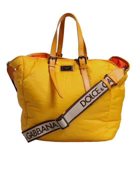 Dolce & Gabbana Gelbe Orange Nylon Logo Plaque Hand Schulter Duffle Bag