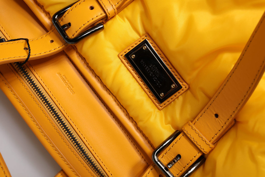 Dolce & Gabbana Gelbe Orange Nylon Logo Plaque Hand Schulter Duffle Bag