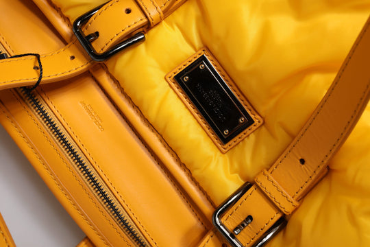 Dolce & Gabbana Gelbe Orange Nylon Logo Plaque Hand Schulter Duffle Bag