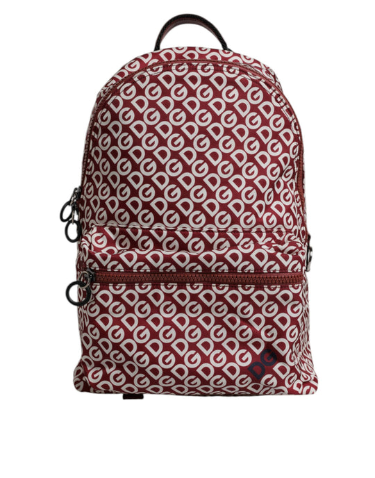 Dolce & Gabbana Rot Weiß DG Logo Druck Nylon Reise-Rucksack Tasche
