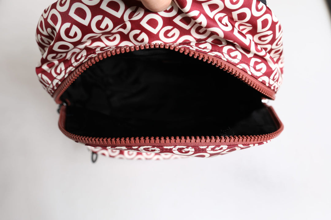 Dolce & Gabbana Rot Weiß DG Logo Druck Nylon Reise-Rucksack Tasche