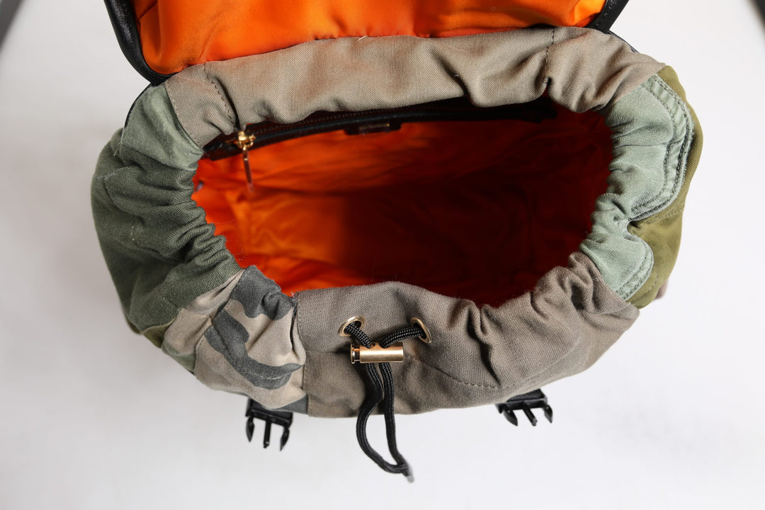 Dolce & Gabbana Militärgrünes Patchwork Schulrucksack Tasche
