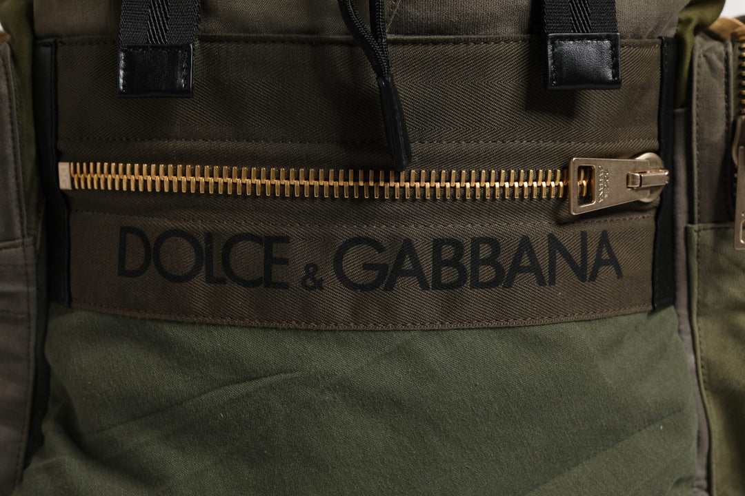 Dolce & Gabbana Militärgrünes Patchwork Schulrucksack Tasche