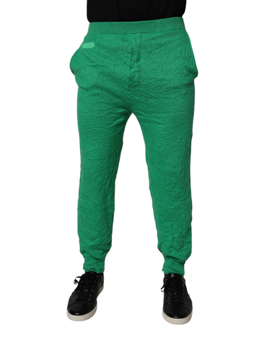 Dsquared² Grüne Baumwolle Elastische Taille Männer Freizeithosen