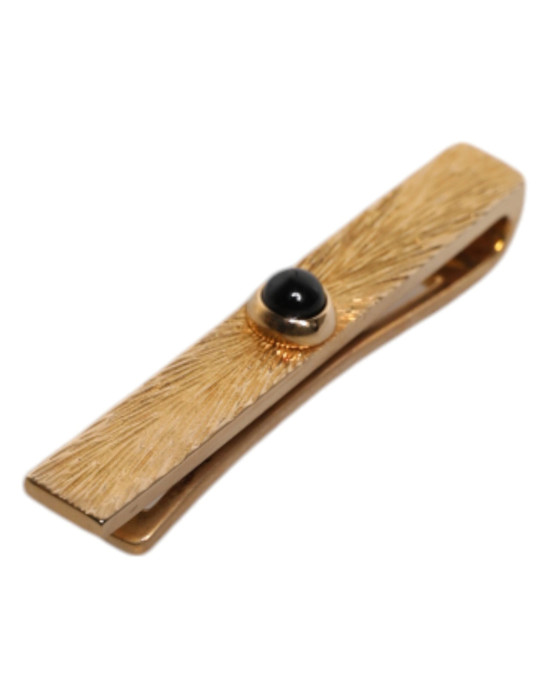 Dolce & Gabbana Schwarzer Saphir Gold-Ton Messing Krawattenklammer Bar