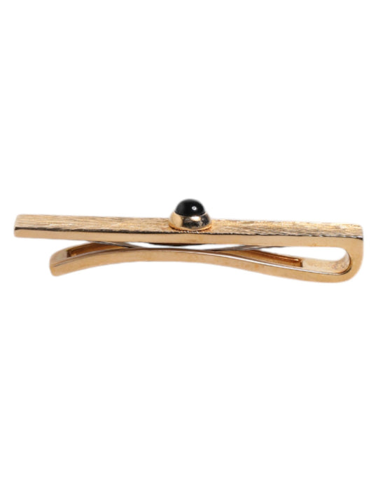 Dolce & Gabbana Schwarzer Saphir Gold-Ton Messing Krawattenklammer Bar
