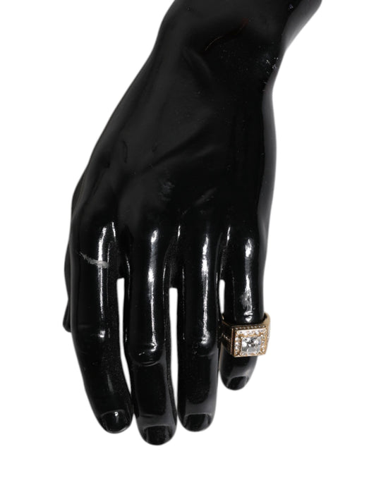 Dolce & Gabbana Goldfarbener Sterling Silber 925 Kristalle Ring