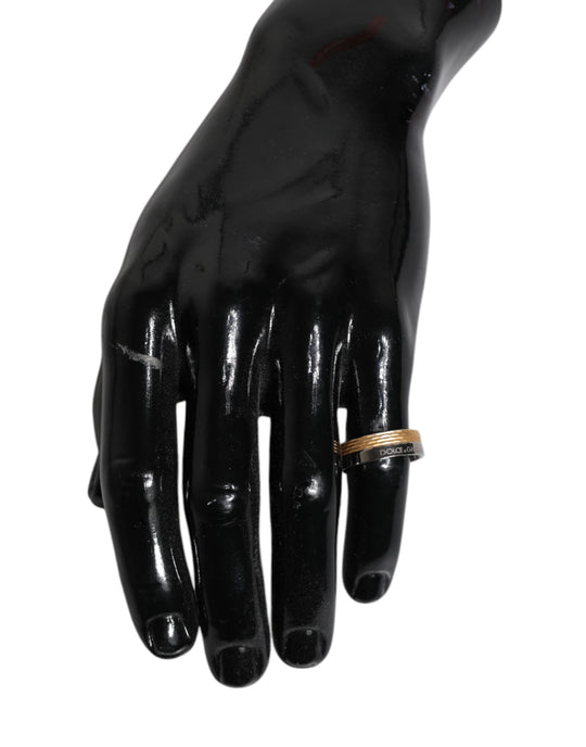 Dolce & Gabbana Gold-Silber-Ton Echtmessing DG Logo Ring