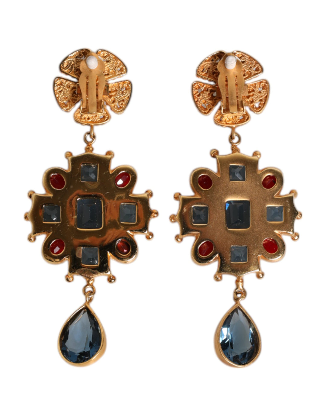 Dolce & Gabbana Goldfarbener Kristall Strass verschönern baumelnde Ohrringe