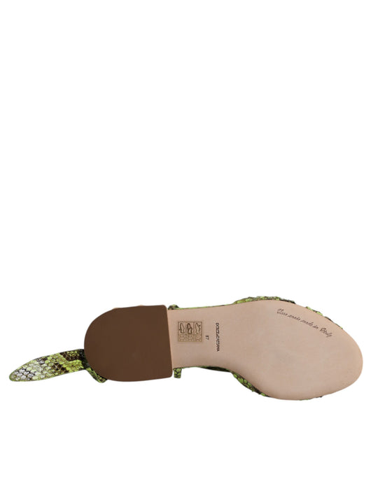 Dolce & Gabbana Grüne Animal Print Ankle Wrap Sandalen Schuhe