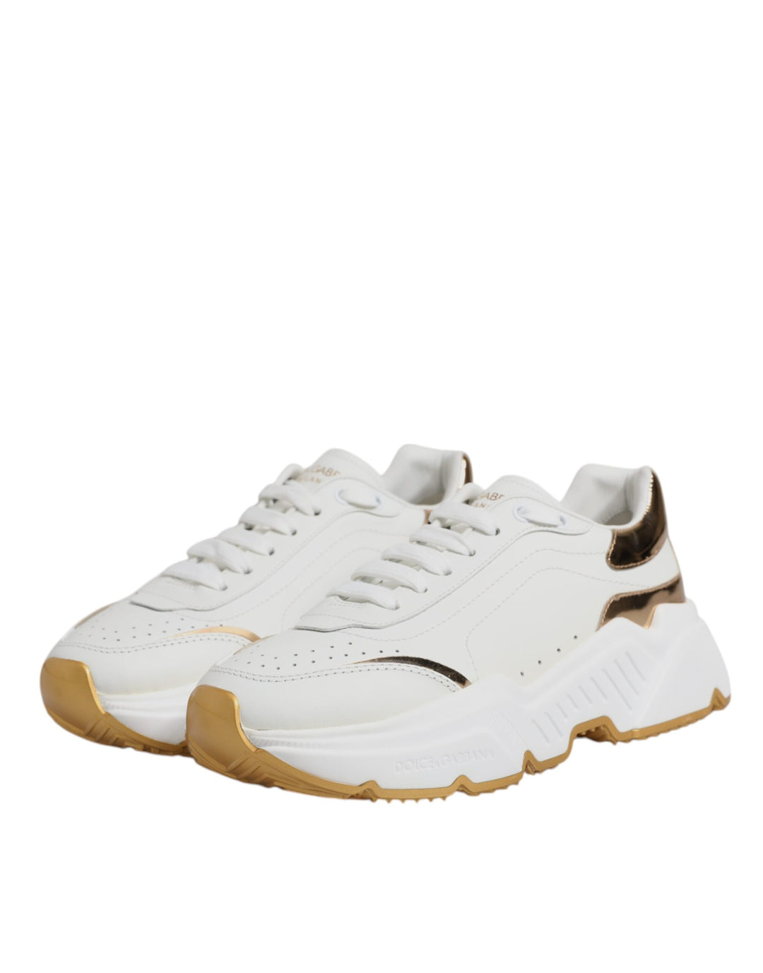 Dolce & Gabbana Weiß Gold Daymaster Low Top Turnschuhe Schuhe