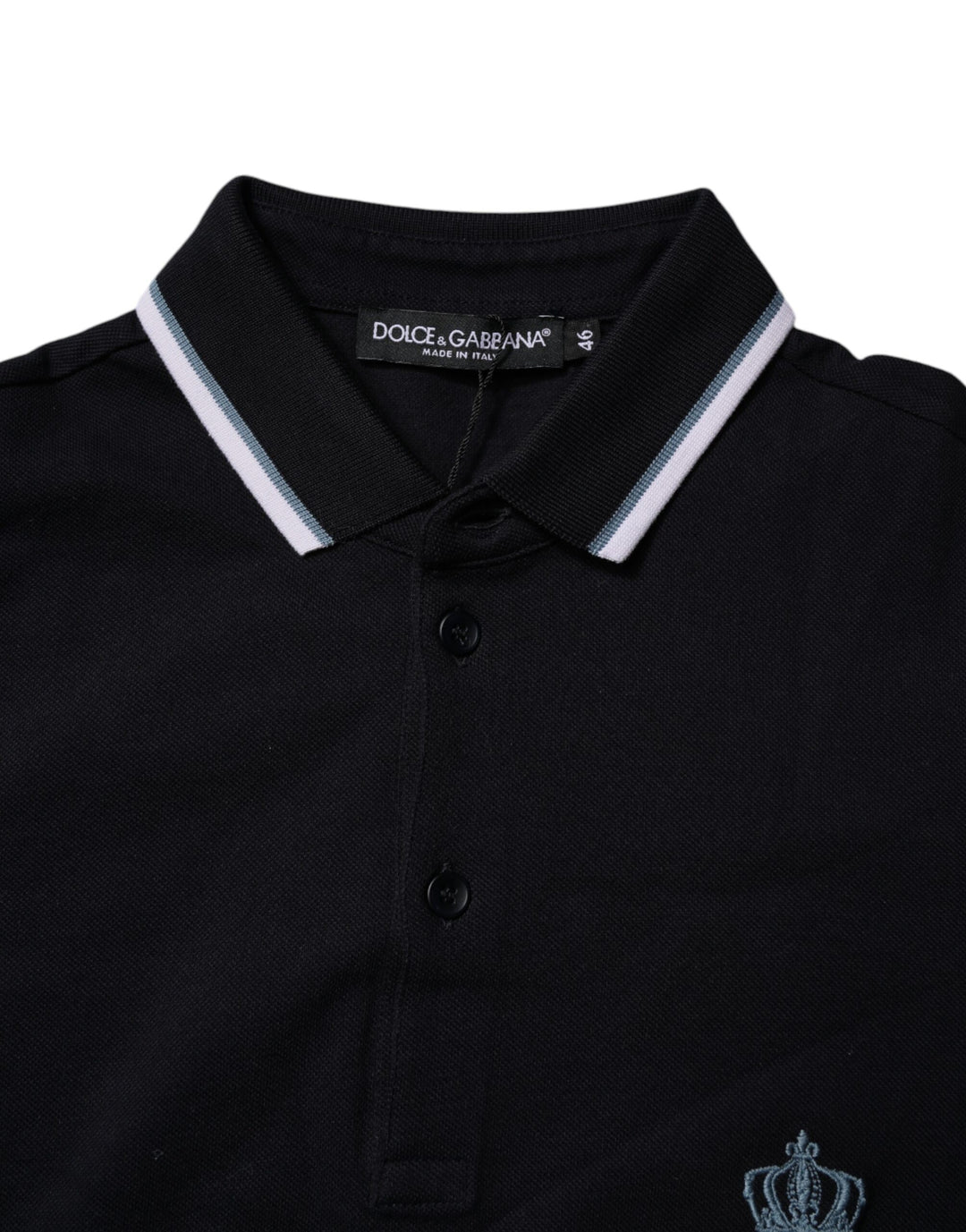Dolce & Gabbana Schwarzes Baumwollkronen-Polo-T-Shirt mit Kragen