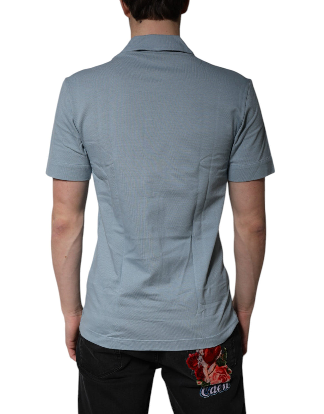 Dolce & Gabbana Blaues Baumwoll-Poloshirt mit Knopfleiste für Männer