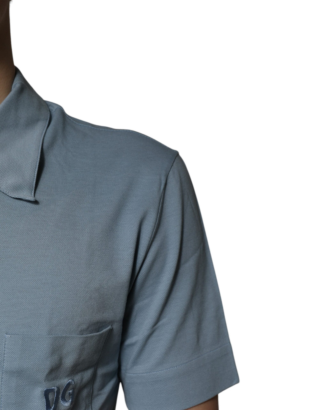 Dolce & Gabbana Blaues Baumwoll-Poloshirt mit Knopfleiste für Männer